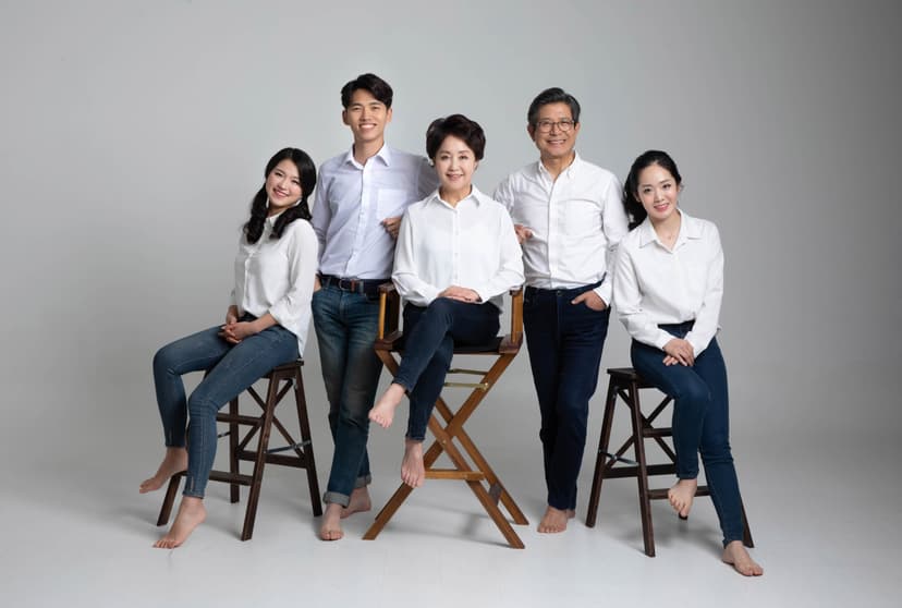 캐주얼 가족 사진 - 자연스러운 포즈의 가족 촬영